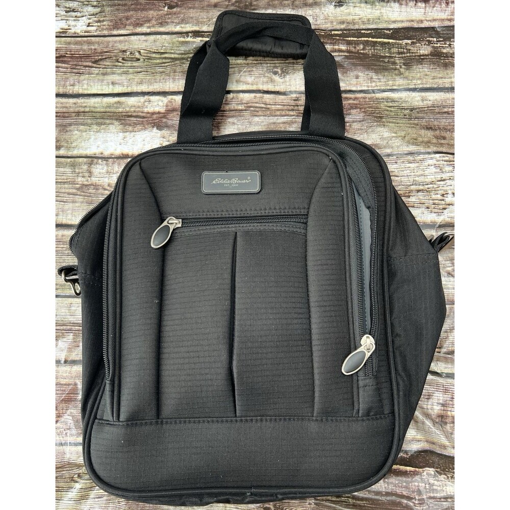 Eddie Bauer Multi-Pocket Travel Tote With Top Handles (No Strap) Black Nylon